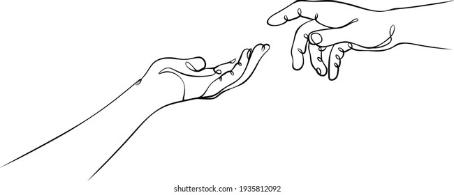 images 2 Hands Reaching Out Drawing simple line drawing of two hands reaching out and touching each