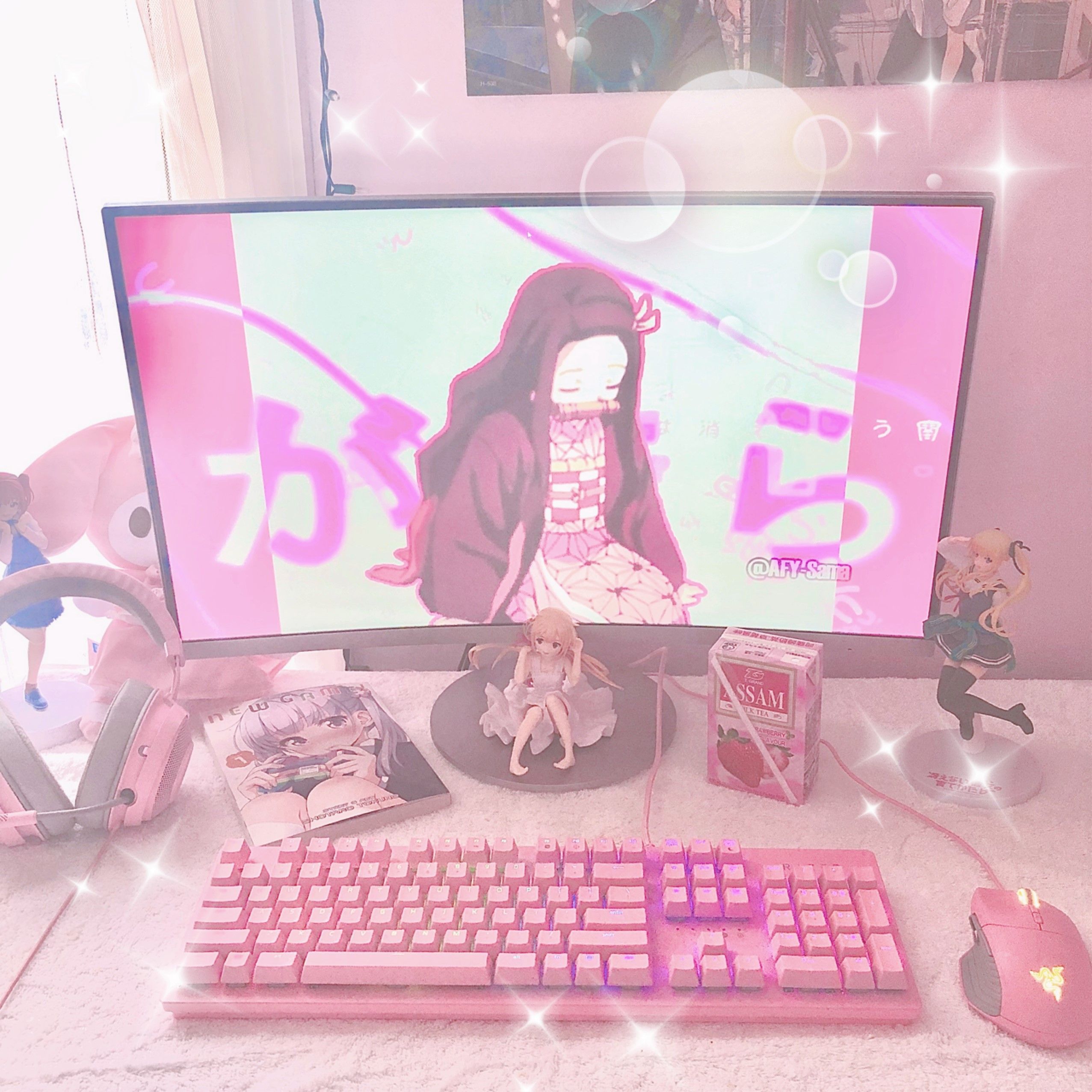 wallpapers Anime Aesthetic Kawaii Gaming Setup gamer room decor