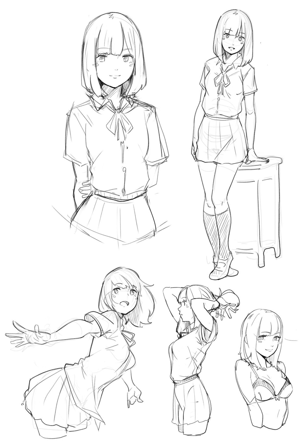 picture Anime Female Drawing Reference anime schoolgirl drawing reference and