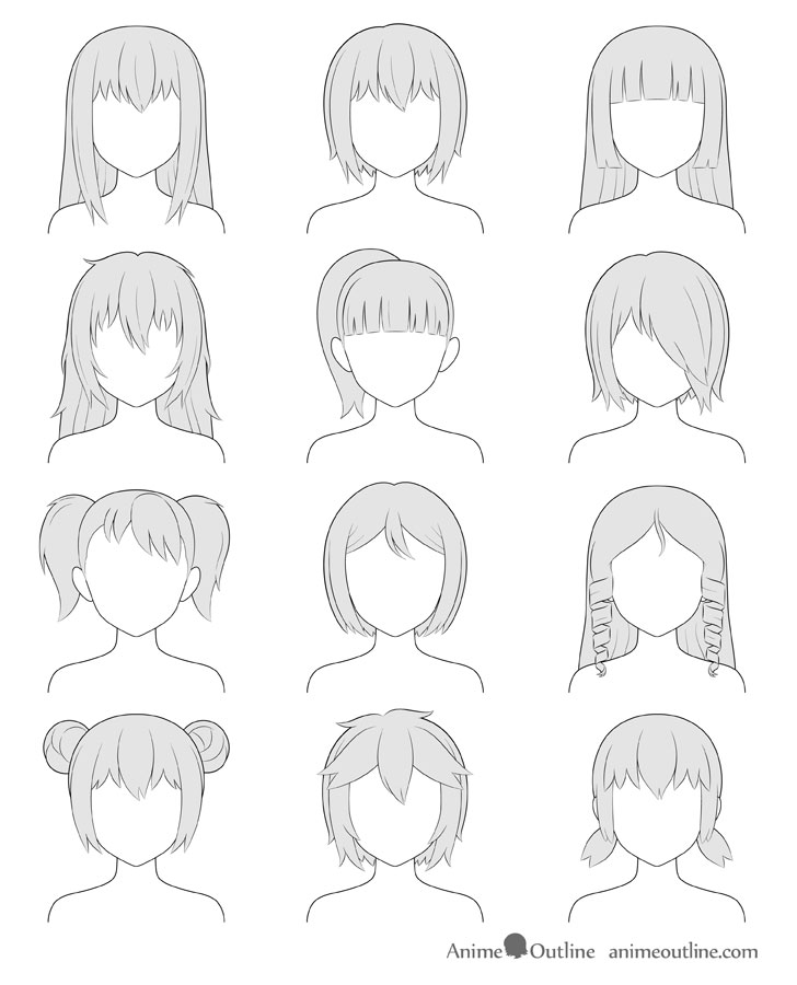 pic Anime Hair Drawing Reference Female anime hair drawing reference and