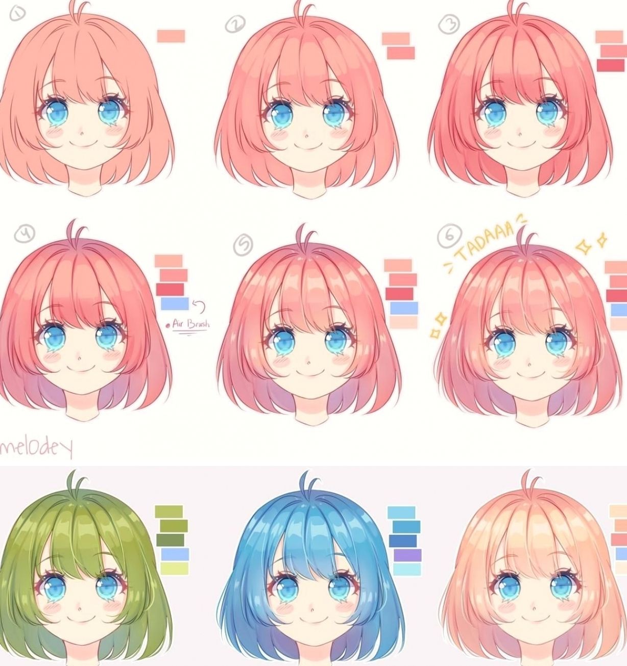 images Anime Hair Shading Reference digital art tutorial digital painting