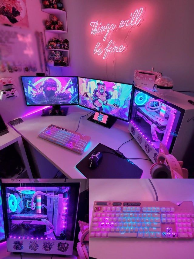 pics Anime Kawaii Gaming Setup ï¾pink purple gamer girl setup ï¾