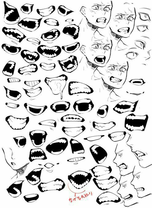 wallpapers Anime Mouth Reference Fangs badabing photo lips drawing drawing