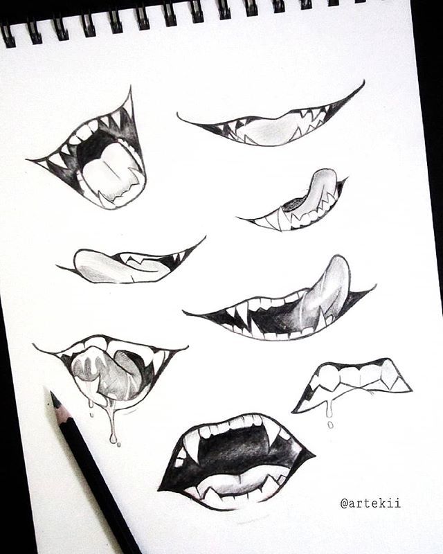photo Anime Mouth Reference Fangs fangs study drawing expressions