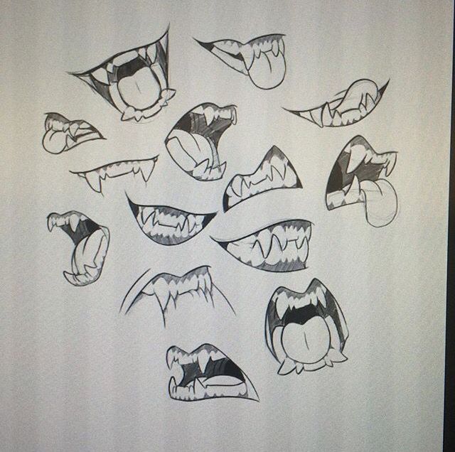 photo Anime Mouth Reference Fangs art sketches drawing expressions