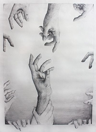 pics Creepy Hands Reaching Out Drawing reaching hands art print by elizabeth