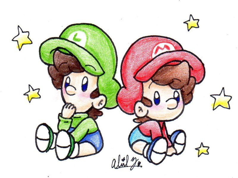 picture Cute Mario And Luigi Drawing baby mario and baby luigi mario and