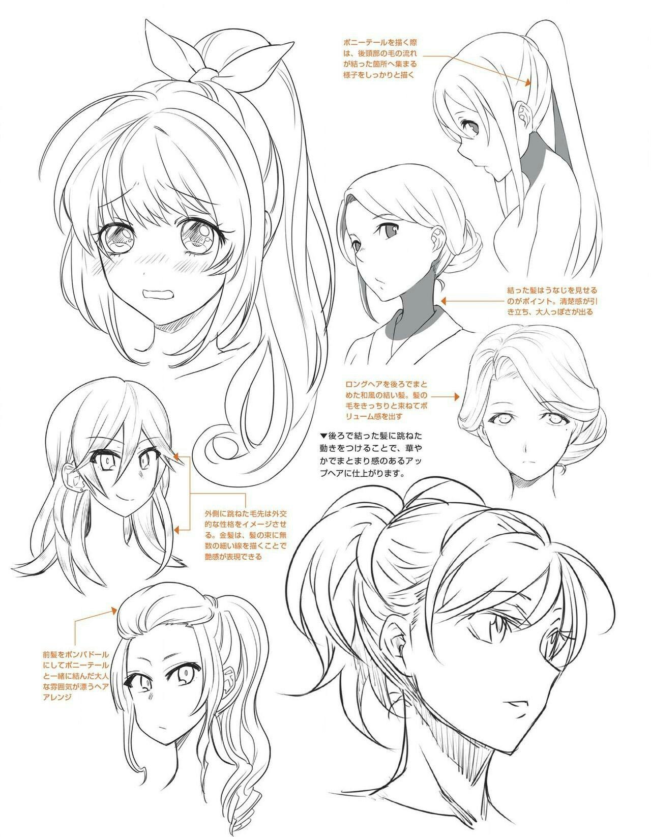 photo Female Head Drawing Reference Anime manga girl hair reference sheet