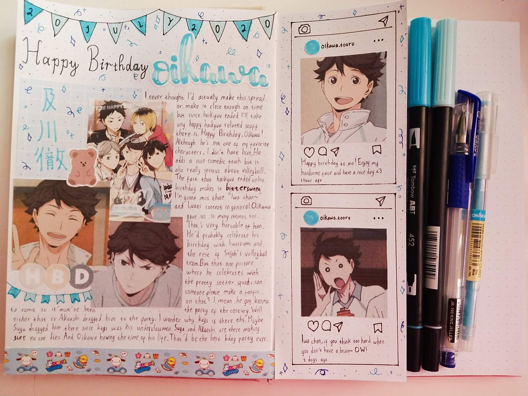 wallpapers Kageyama Anime Journal Spread my journal spread otanjoubi omedetou
