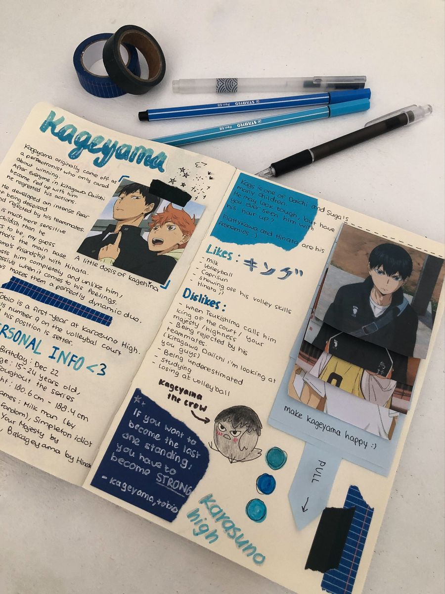 pic Kageyama Anime Journal Spread kageyama tobio anime book bullet