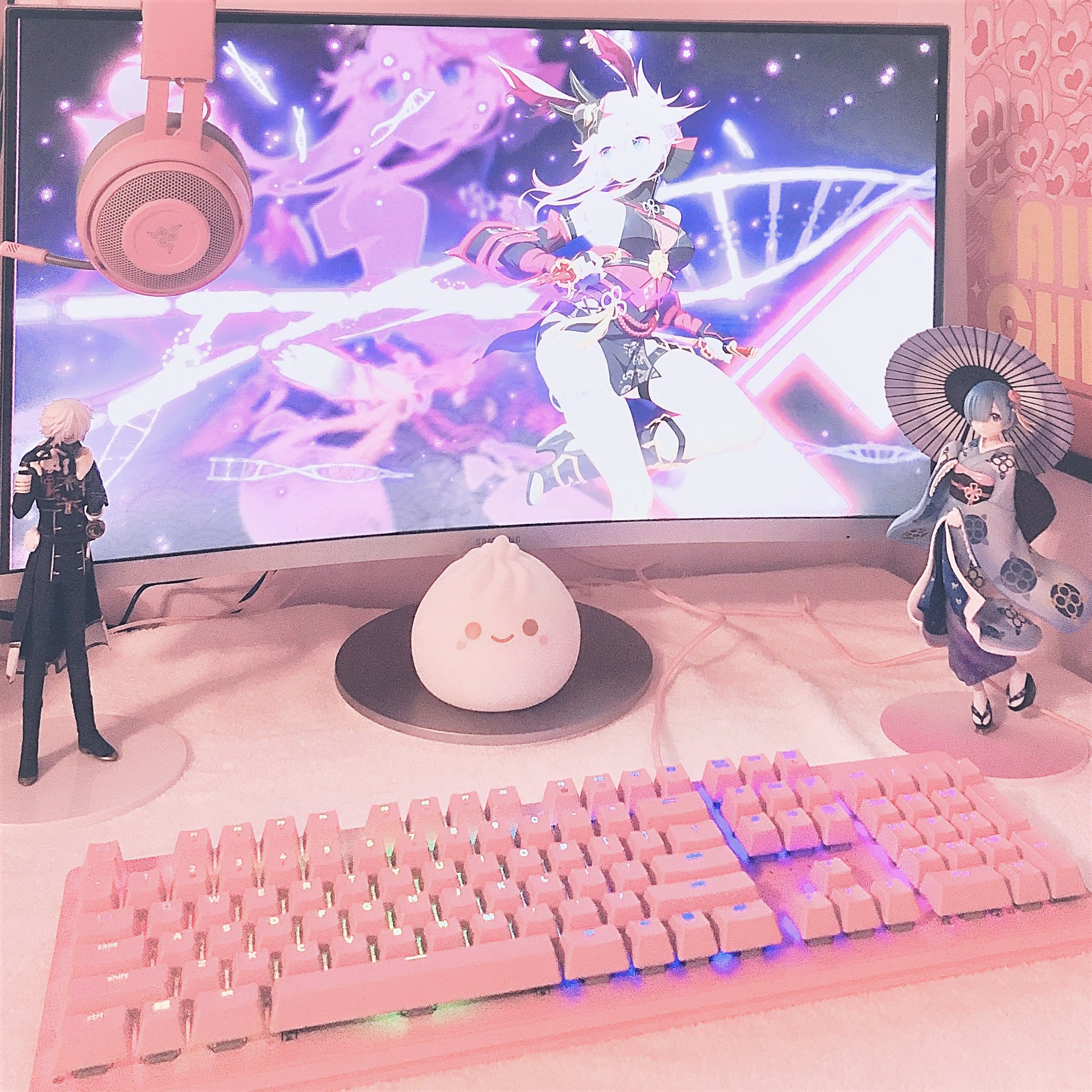 wallpapers Kawaii Anime Pink Girly Gaming Setup gamer room decor gaming room setup