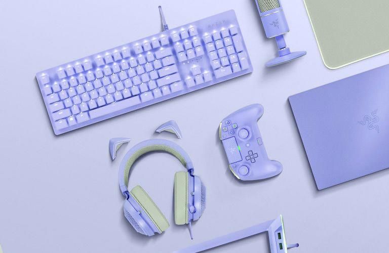 pix Kawaii Blue Pc Setup clean white and baby blue gaming