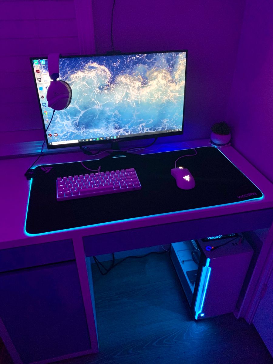 pic Kawaii Blue Pc Setup gaming room setup gaming setup
