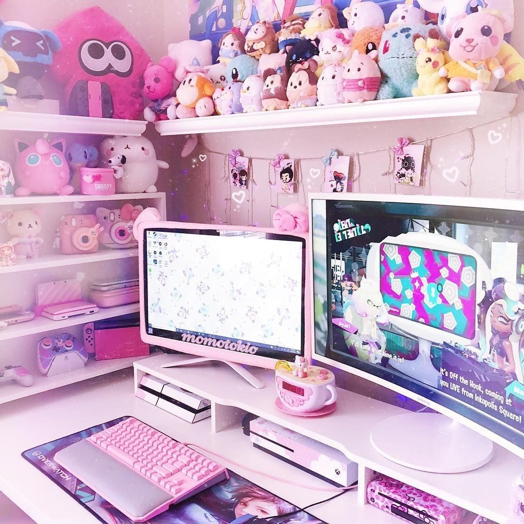 photo Kawaii Gaming Room Decor game room design gamer room decor