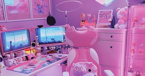 wallpapers Kawaii Gaming Setup Aesthetic gamer room decor