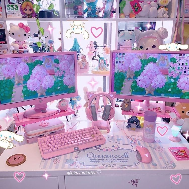 wallpapers Kawaii Gaming Setup Aesthetic room aesthetic kawaii gaming setup