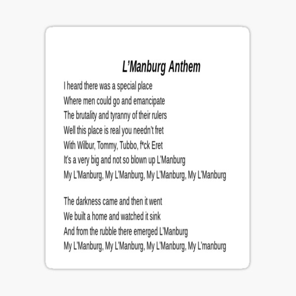 pic L'manburg Anthem Lyrics redbubble