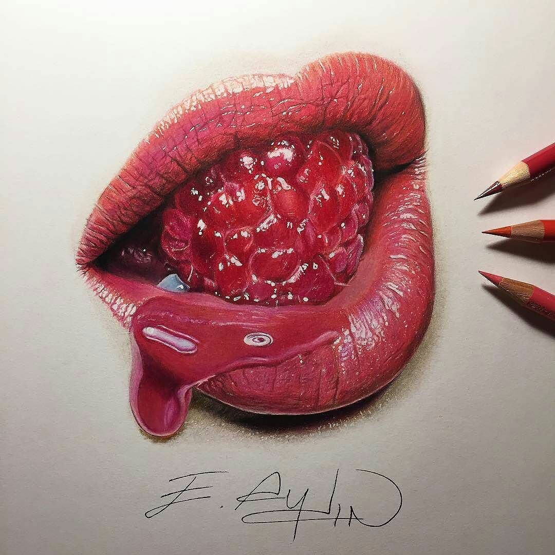 photo Lips Drawing Reference With Fruit strawberry lip drawing fruits drawing