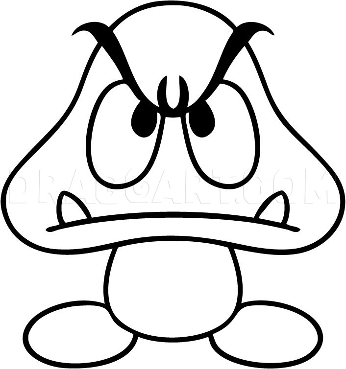 pic Mario Easy Mushroom Drawing how to draw a goomba step by step