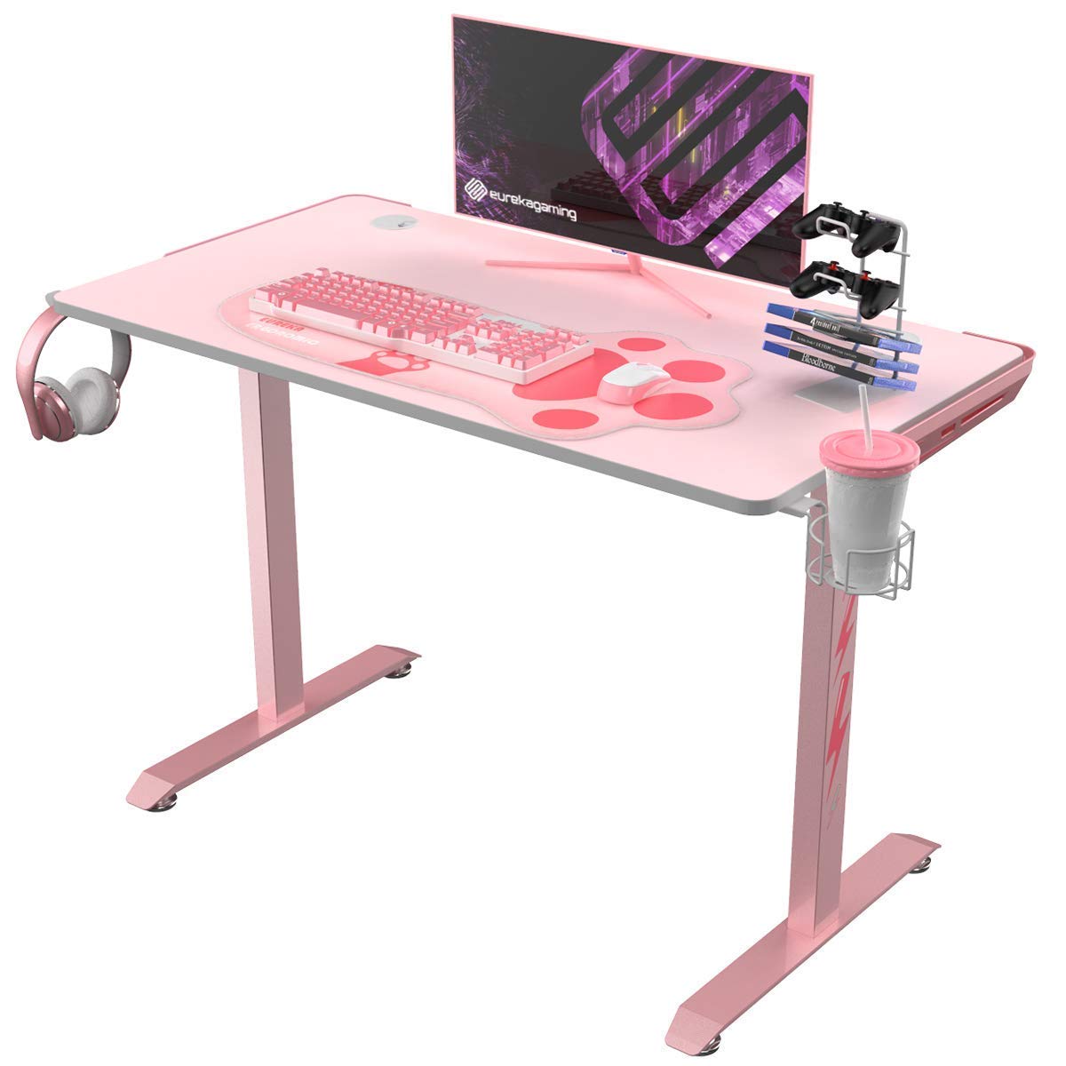 picture Pink Gaming Setup Black Desk the 7 best pink gaming desks dot esports