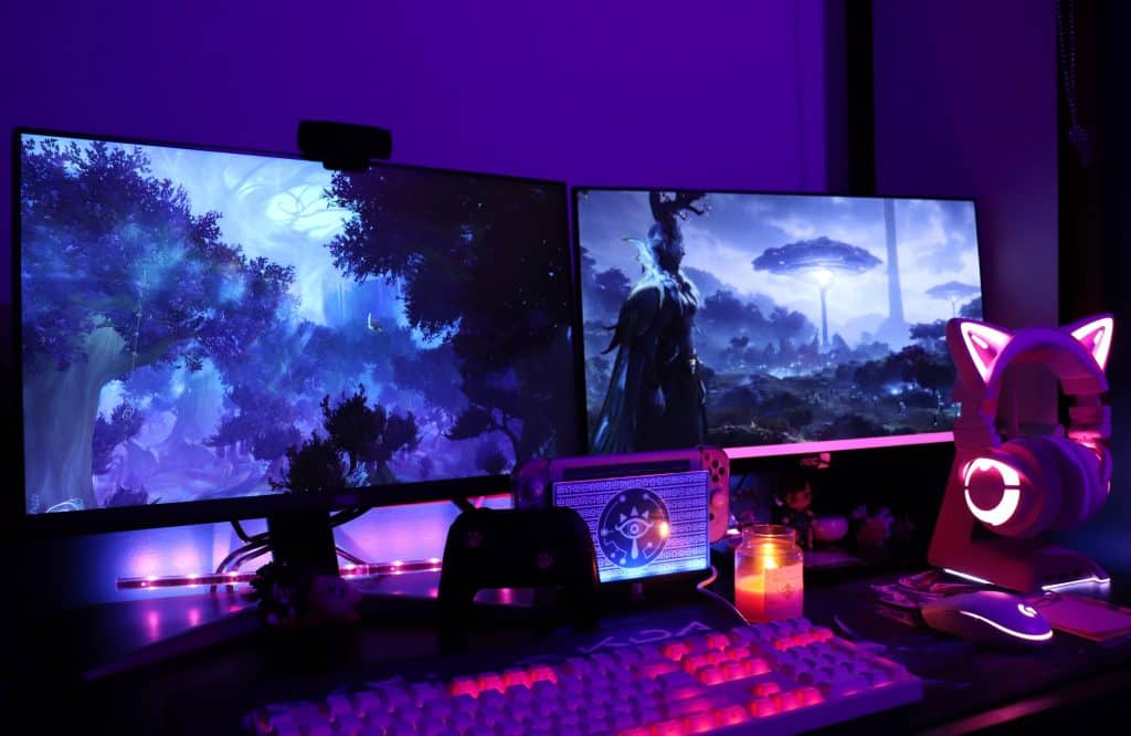 pix Pink Gaming Setup Black Desk gaming chairs technisport ts43 pink