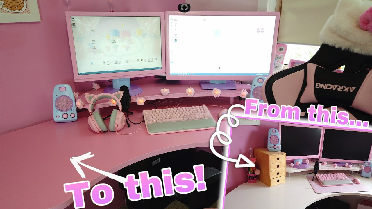 images Pink Gaming Setup Black Desk the 7 best pink gaming desks dot esports