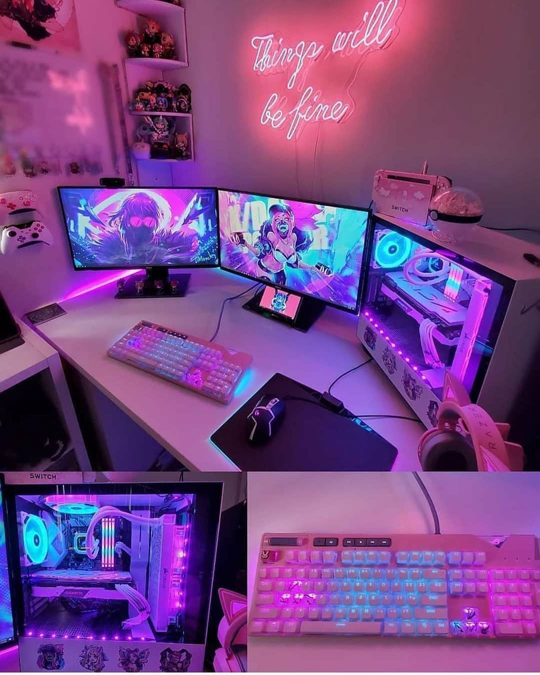 pix Pink Gaming Setup Room gamerroom gamer room decor game room