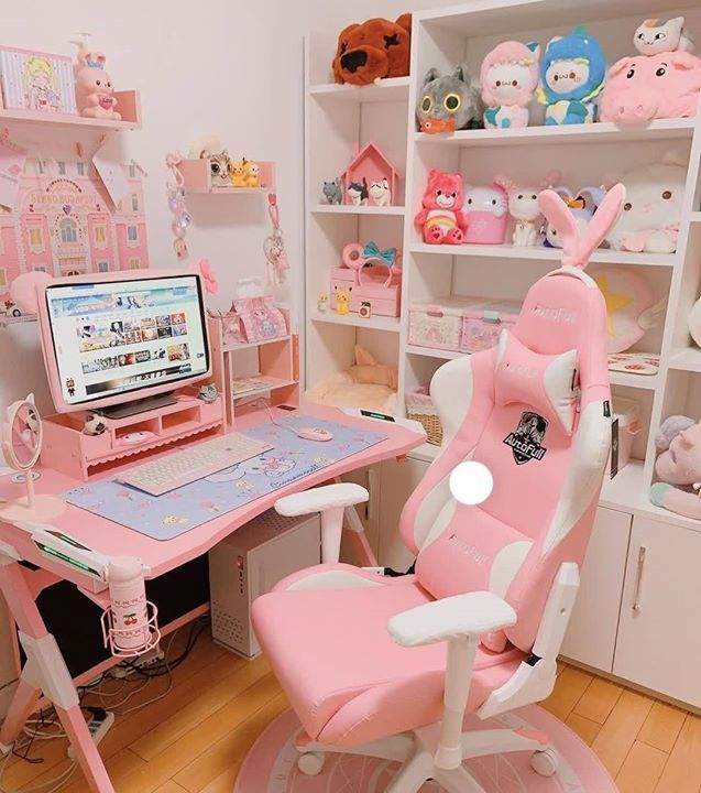 pic Pink Gaming Setup Room gamer room decor