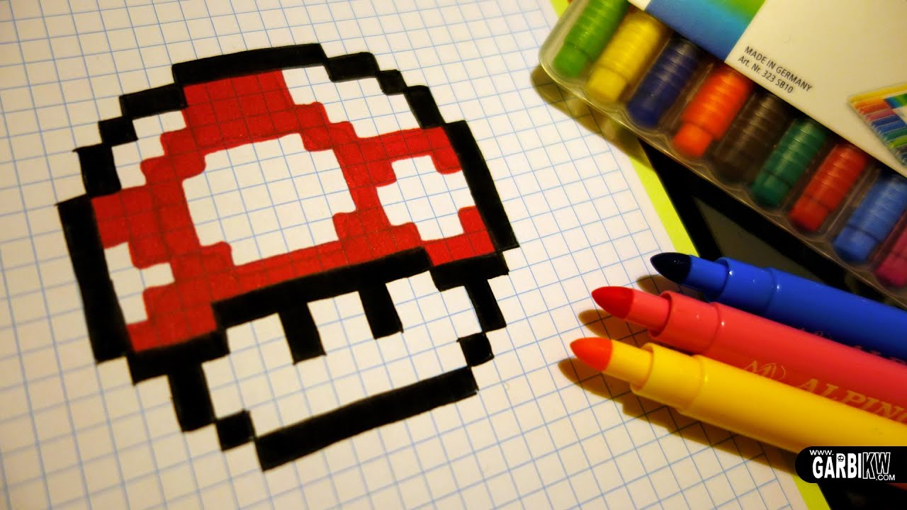 wallpapers Pixel Mario Mushroom Drawing how to draw a 8 bit mario mushroom