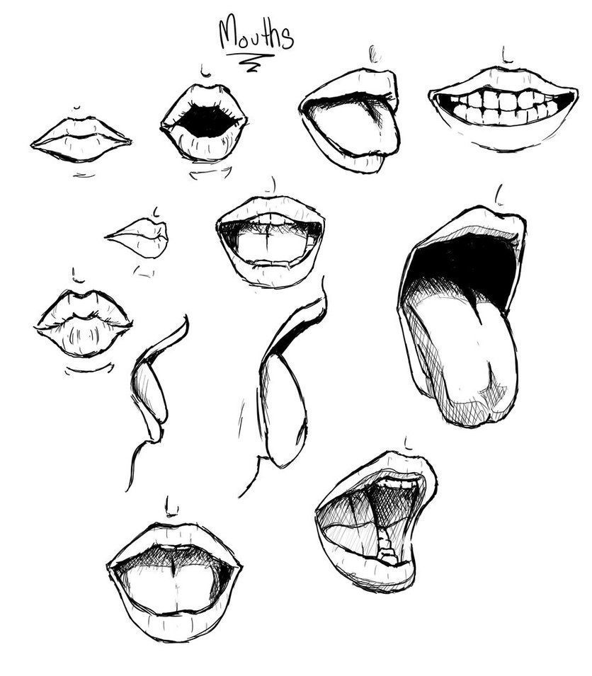 photo Smirk Anime Mouth Female drawing expressions