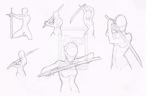 pic Sword Pose Reference Female more female sword poses drawing poses