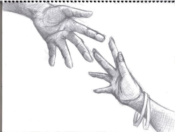 picture Two Hands Reaching Out Drawing https www shutterstock com image vector two hands reaching out one line 1935812092